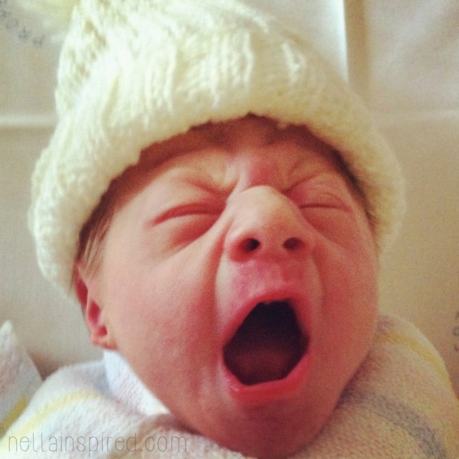 Big yawn on the first day of his amazing life