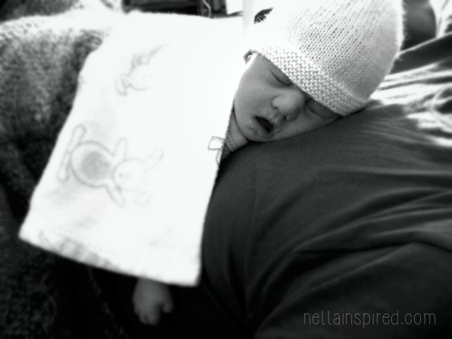 Enjoying Dads chest in the first few days of life